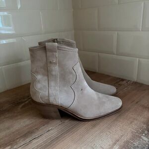 next Taupe Suede Scalloped Ankle Booties